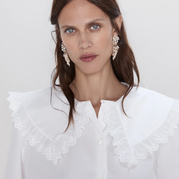 SOLD Zara white Petter pan button down shirt - Picture 3 of 8